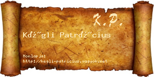 Kégli Patrícius névjegykártya